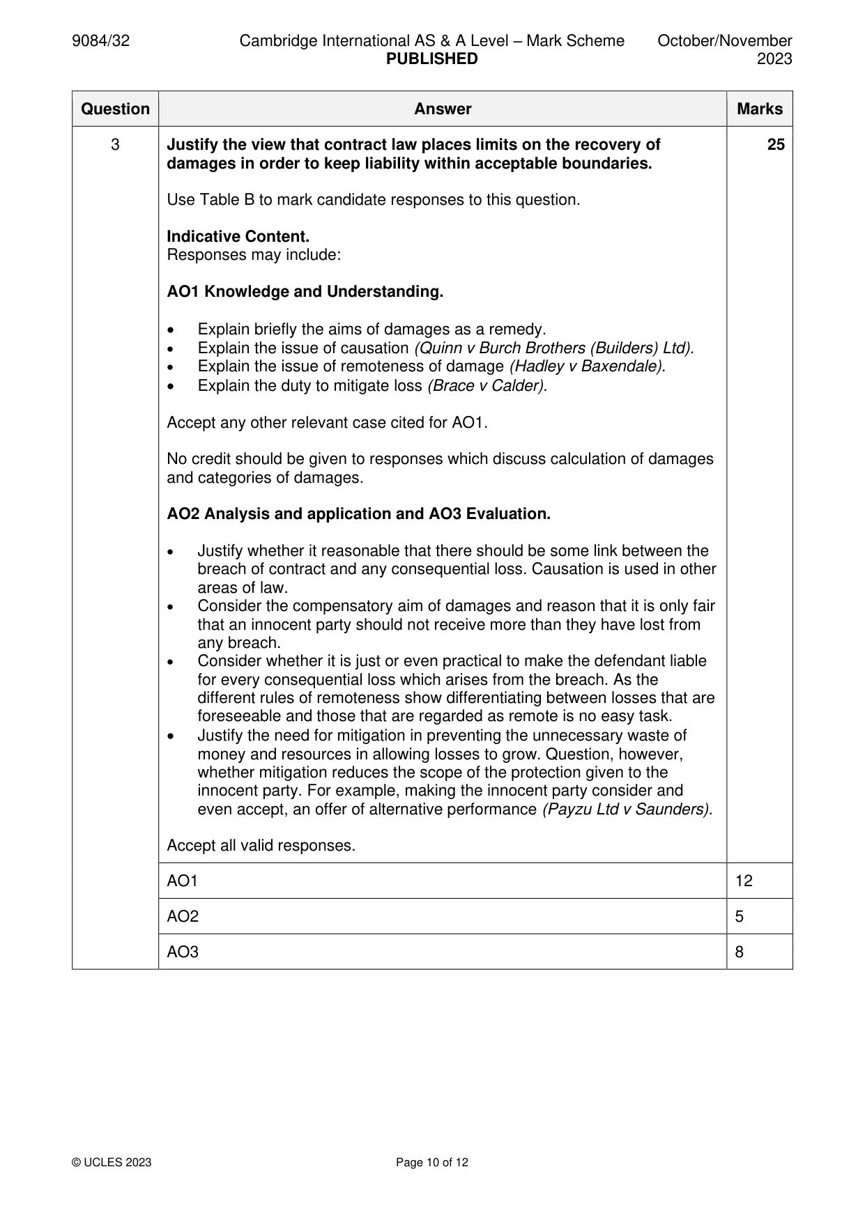 Mark scheme, page 10 of 12