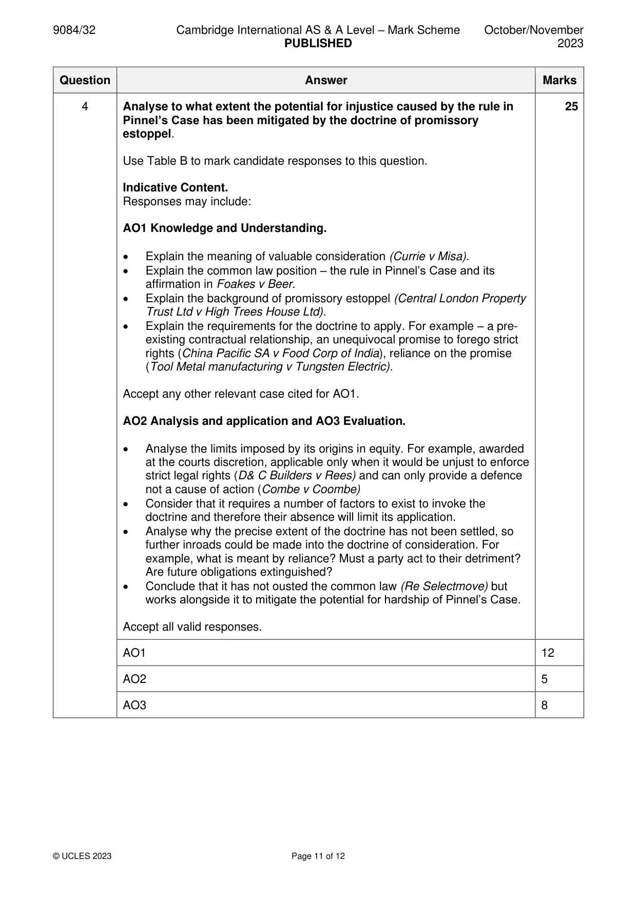 Mark scheme, page 11 of 12