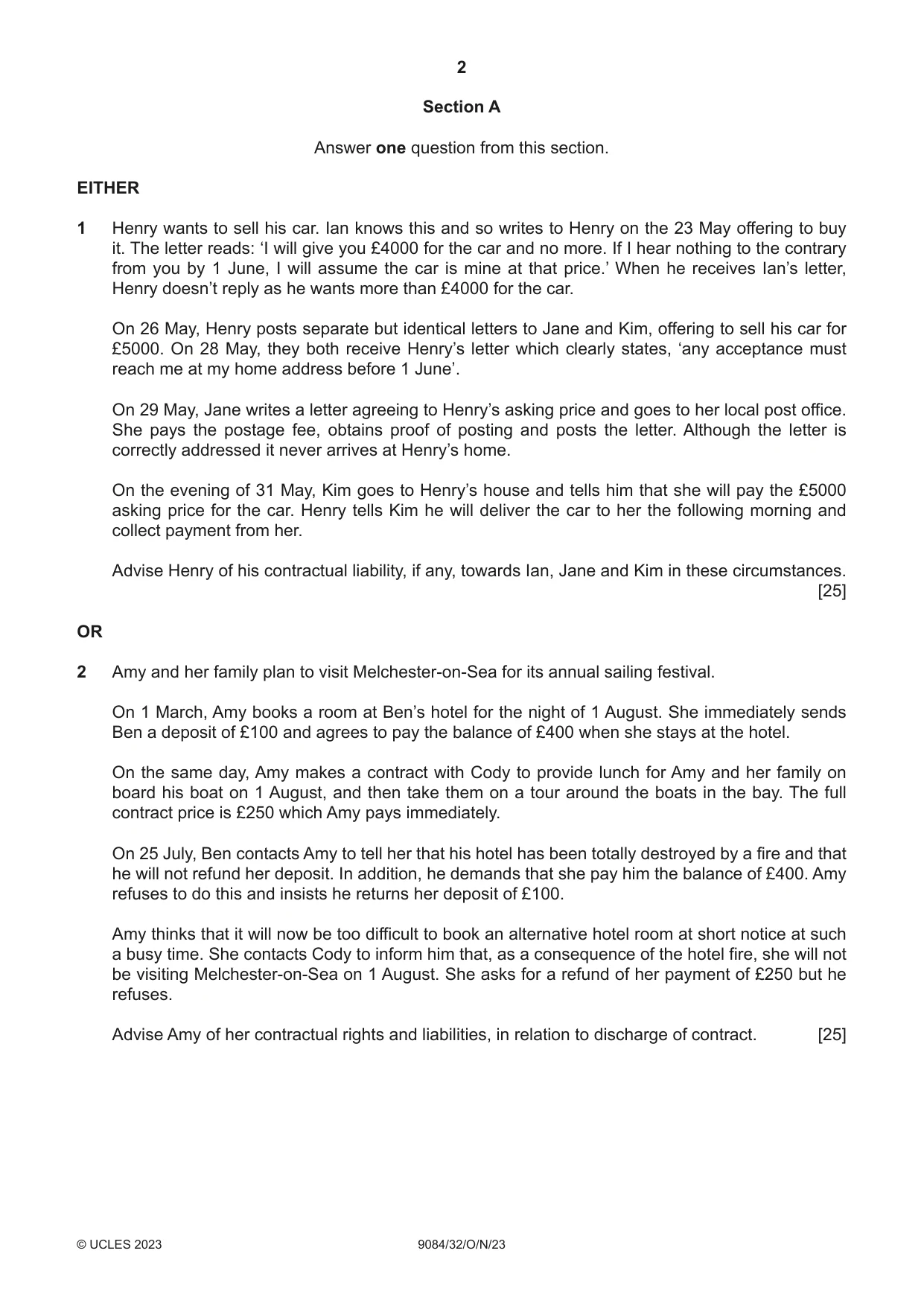 Cambridge A Level Law 9084 2023 Oct/Nov Paper 3 · Variant 2 question paper, page 2 of 4