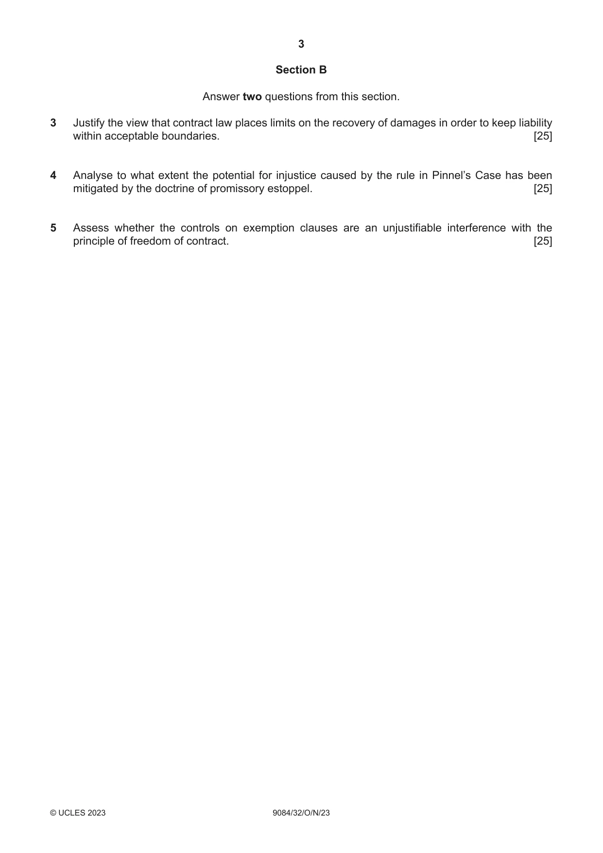 Cambridge A Level Law 9084 2023 Oct/Nov Paper 3 · Variant 2 question paper, page 3 of 4