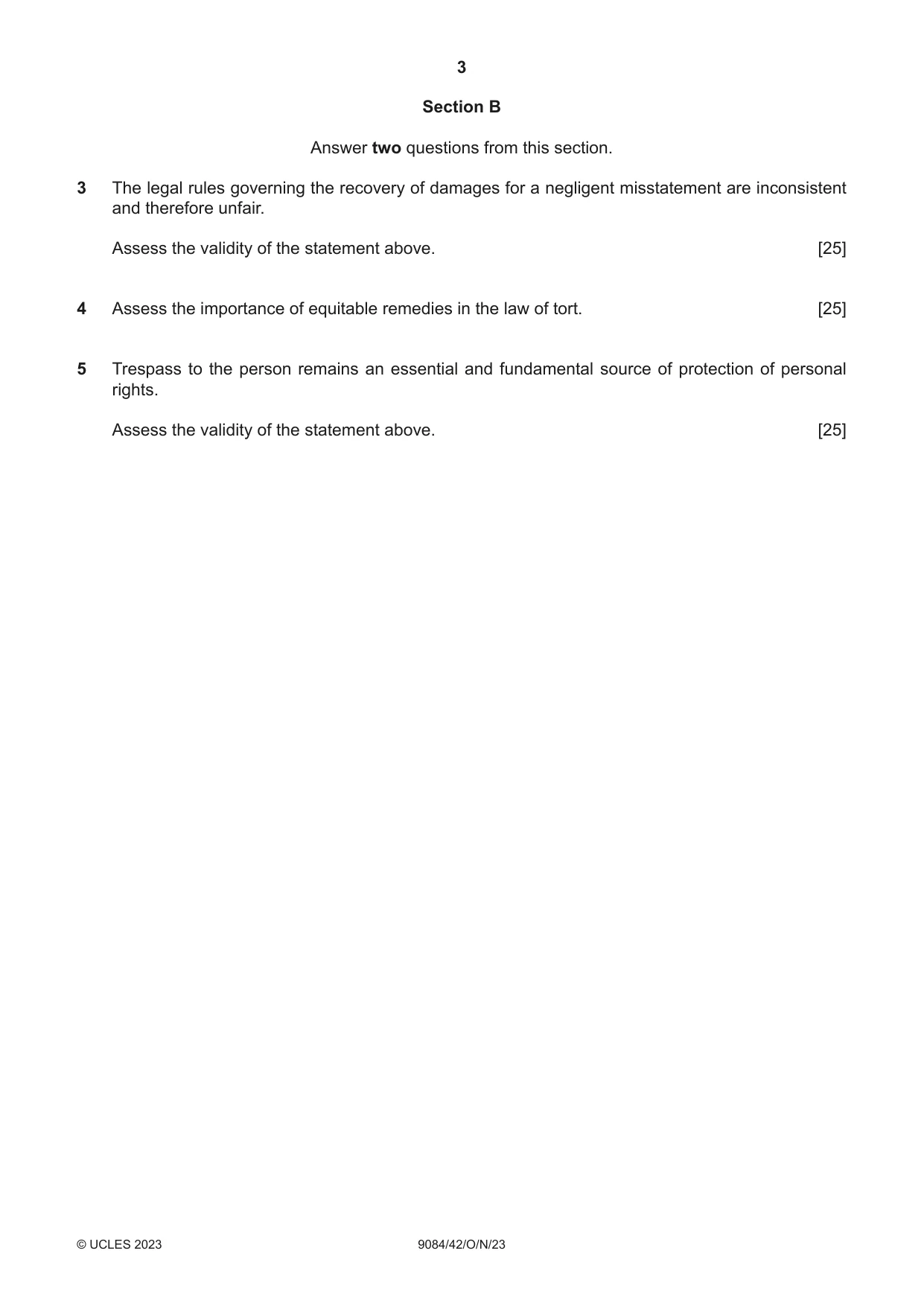 Cambridge A Level Law 9084 2023 Oct/Nov Paper 4 · Variant 2 question paper, page 3 of 4