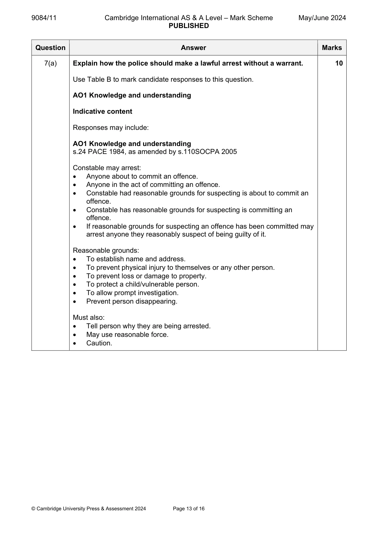 Mark scheme, page 13 of 16