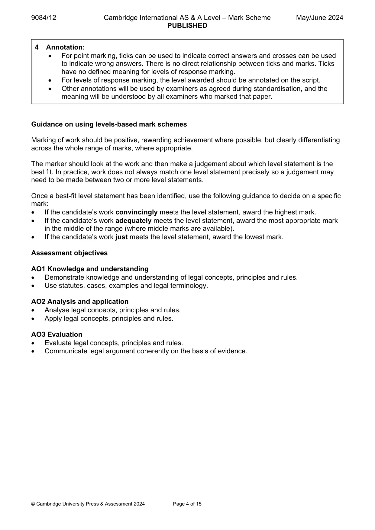 Mark scheme, page 4 of 15