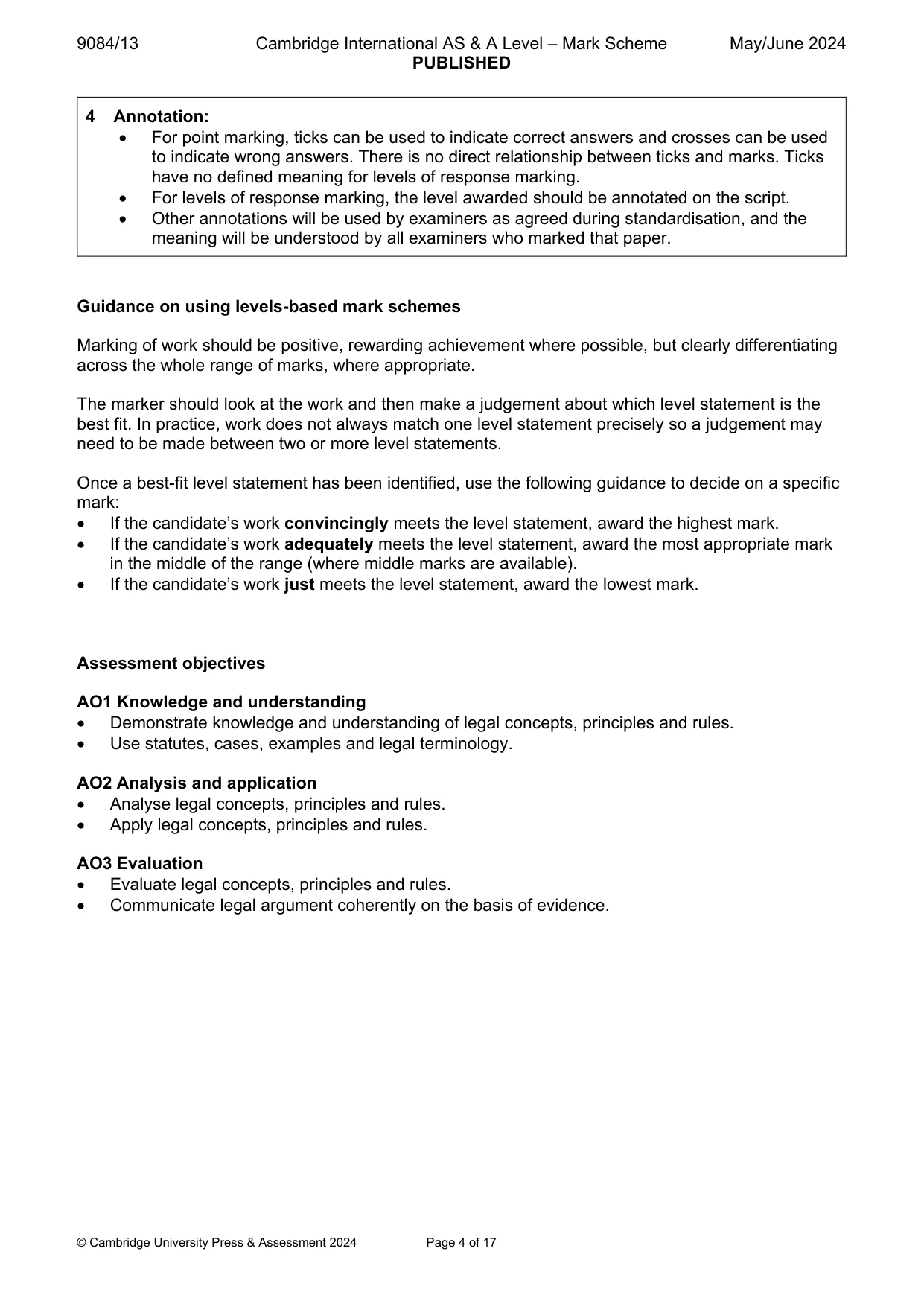 Mark scheme, page 4 of 17
