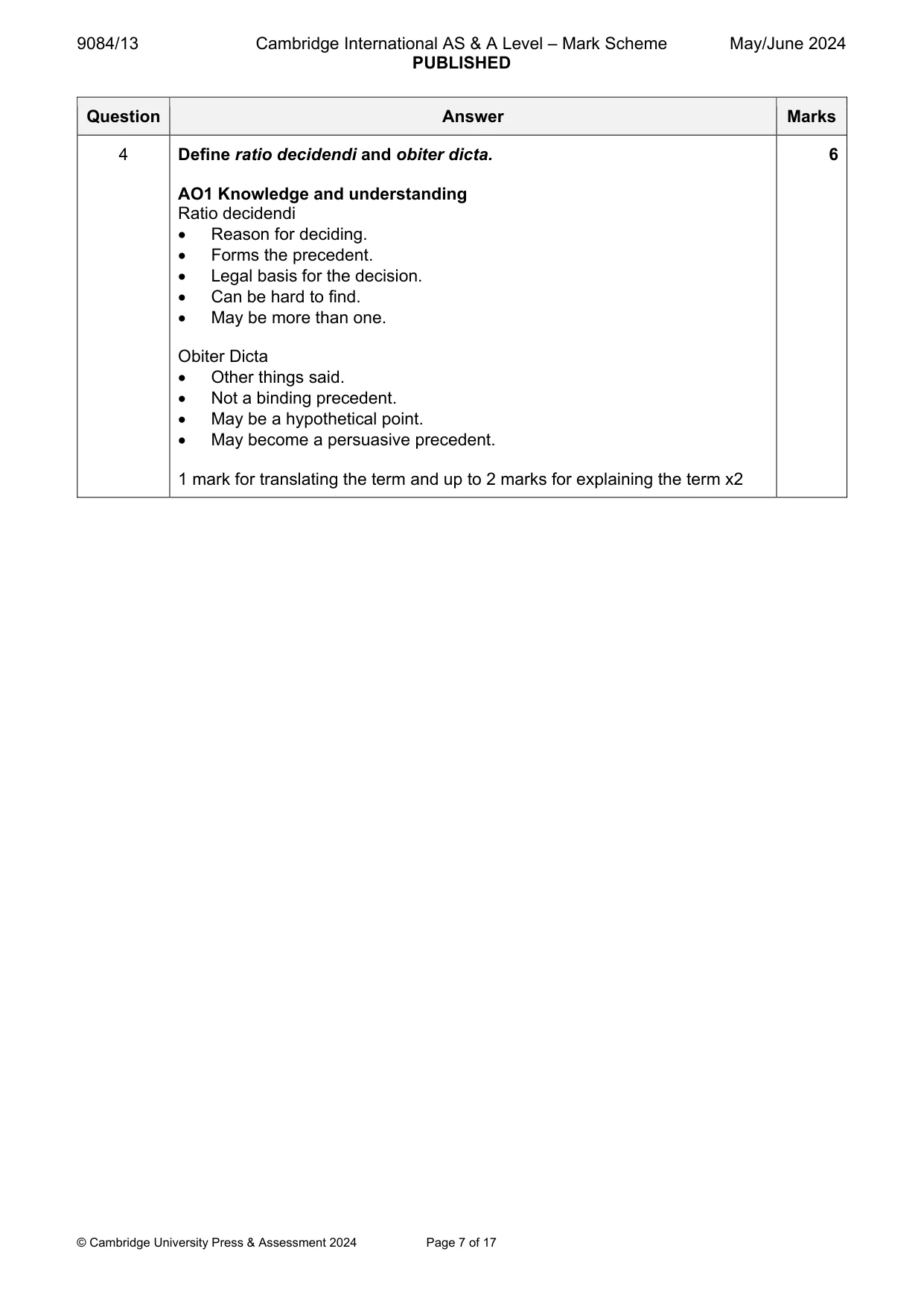 Mark scheme, page 7 of 17