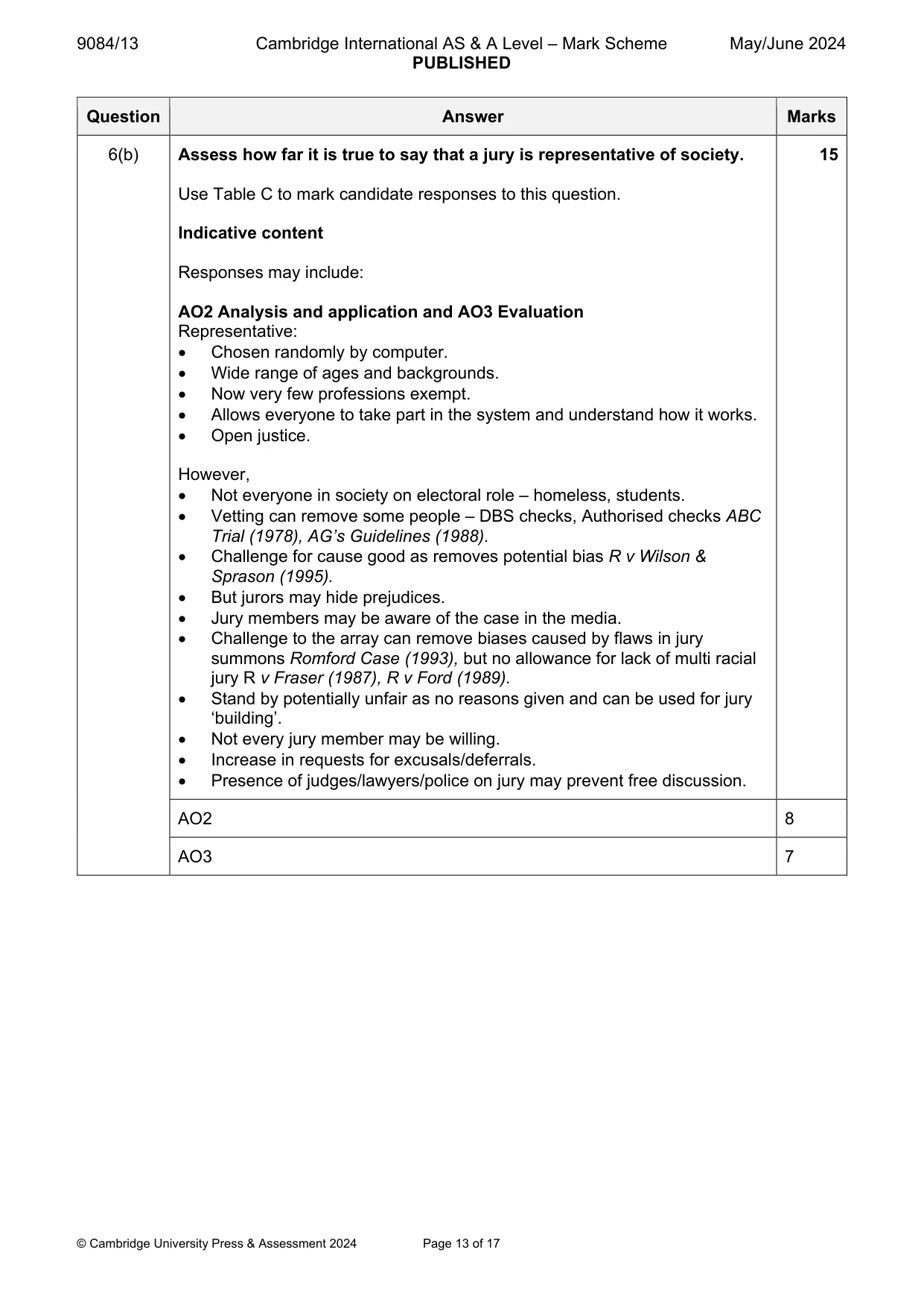 Mark scheme, page 13 of 17