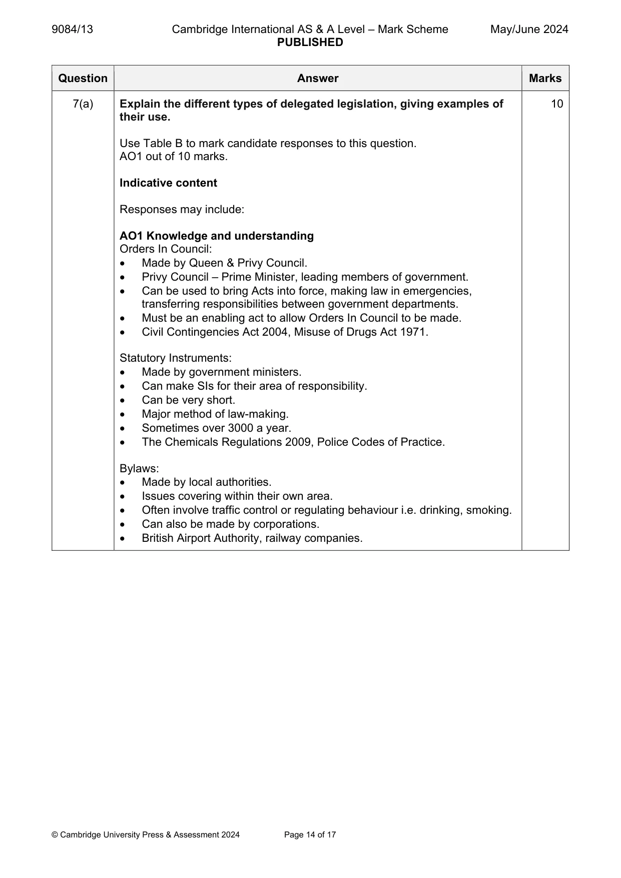 Mark scheme, page 14 of 17
