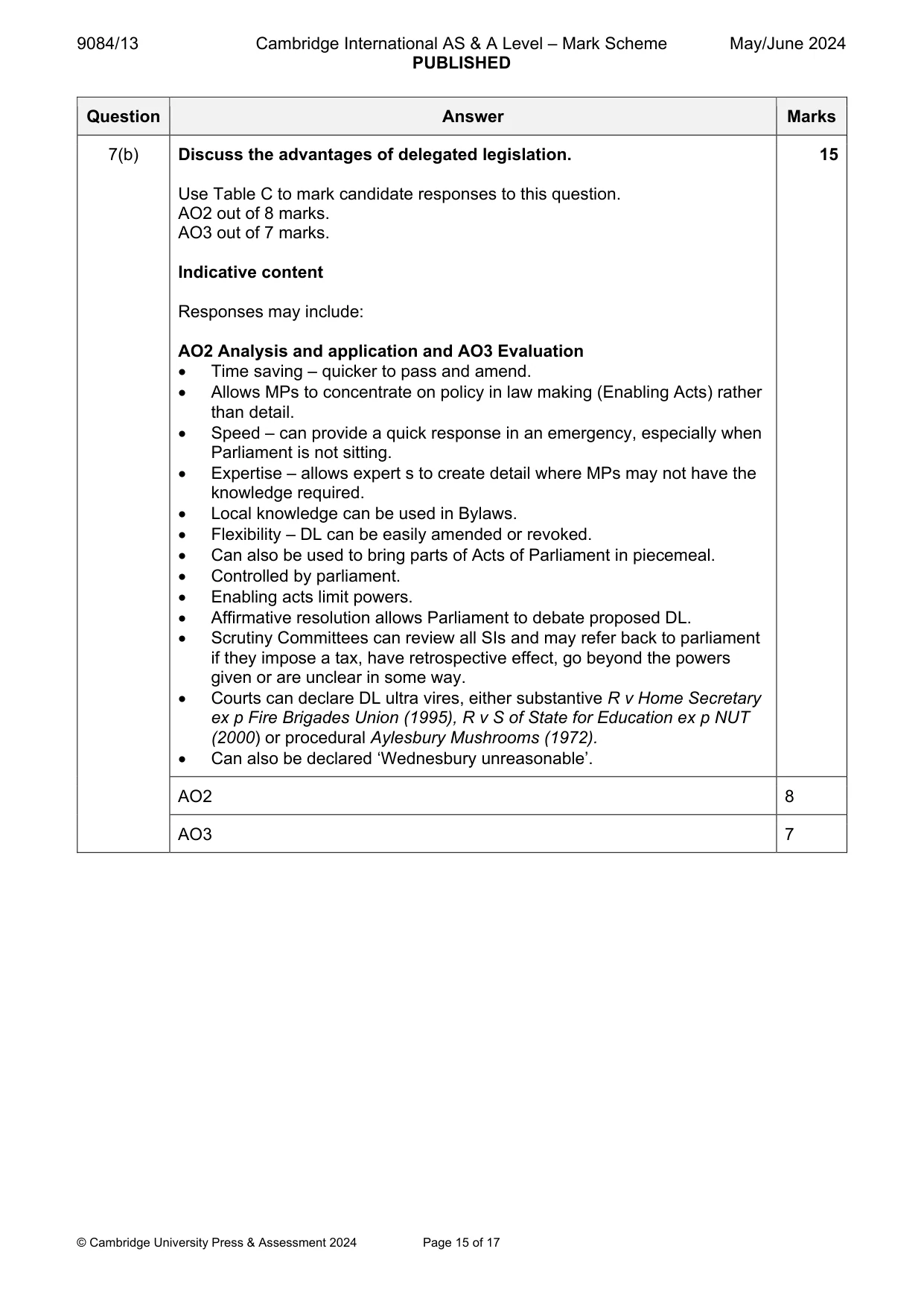 Mark scheme, page 15 of 17