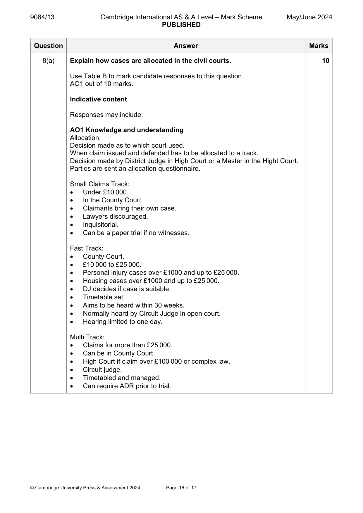 Mark scheme, page 16 of 17