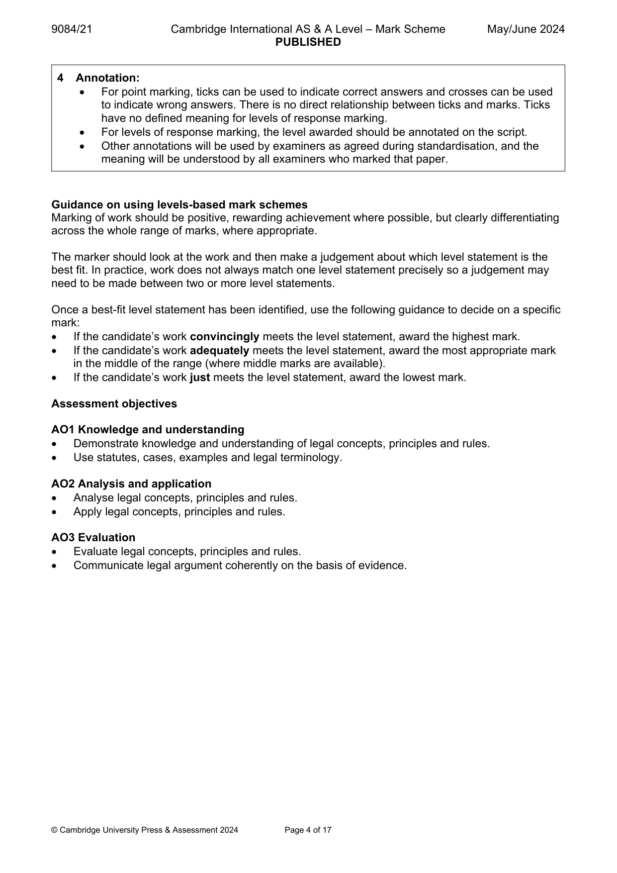 Mark scheme, page 4 of 17