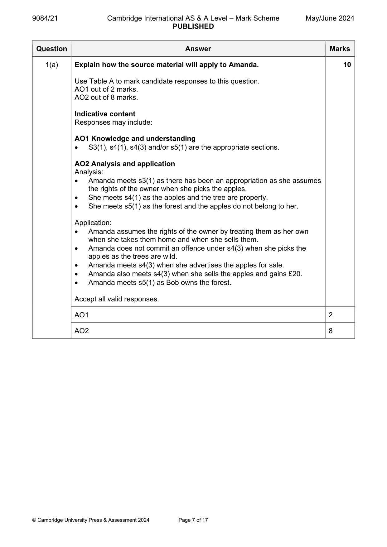 Mark scheme, page 7 of 17
