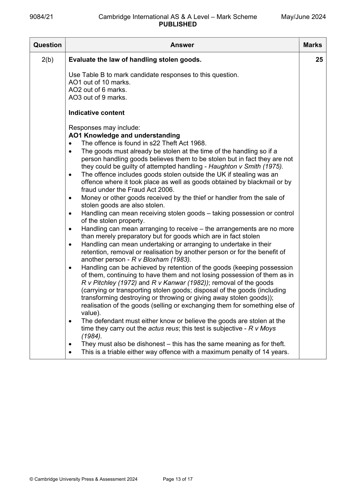 Mark scheme, page 13 of 17