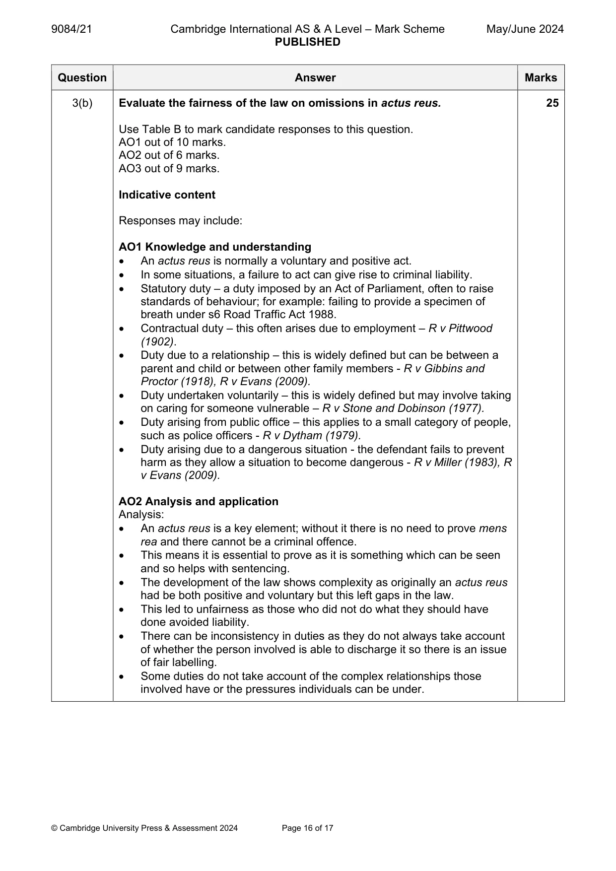 Mark scheme, page 16 of 17