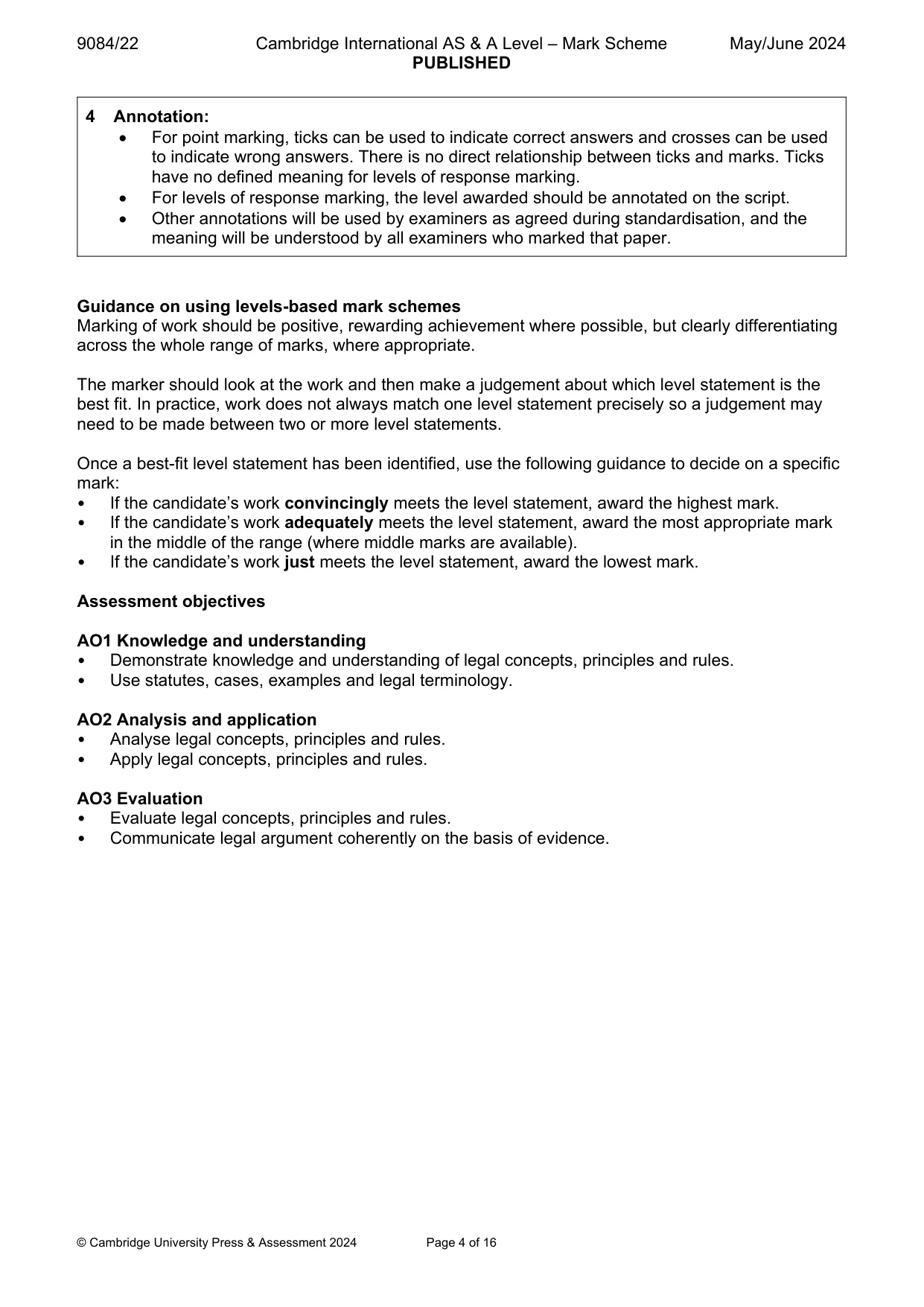Mark scheme, page 4 of 16