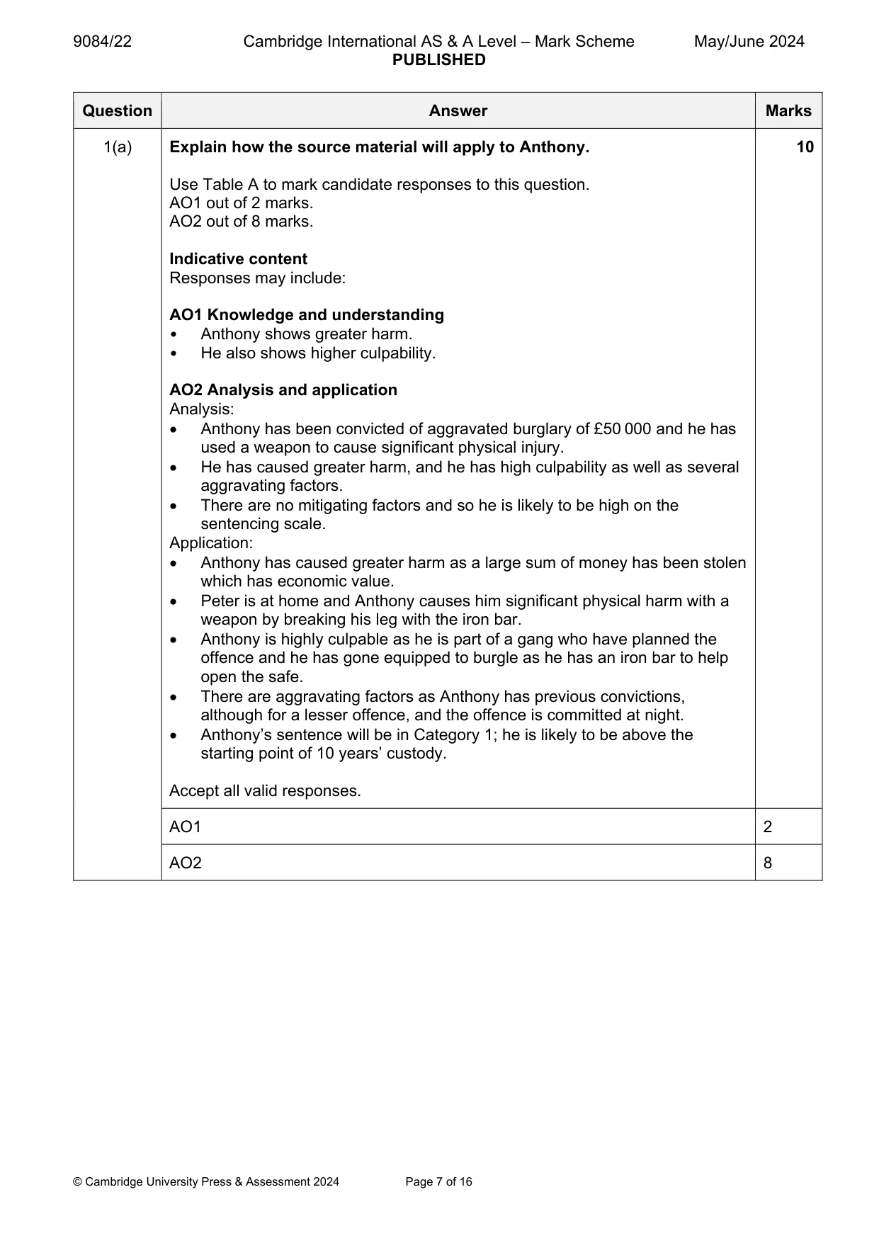 Mark scheme, page 7 of 16