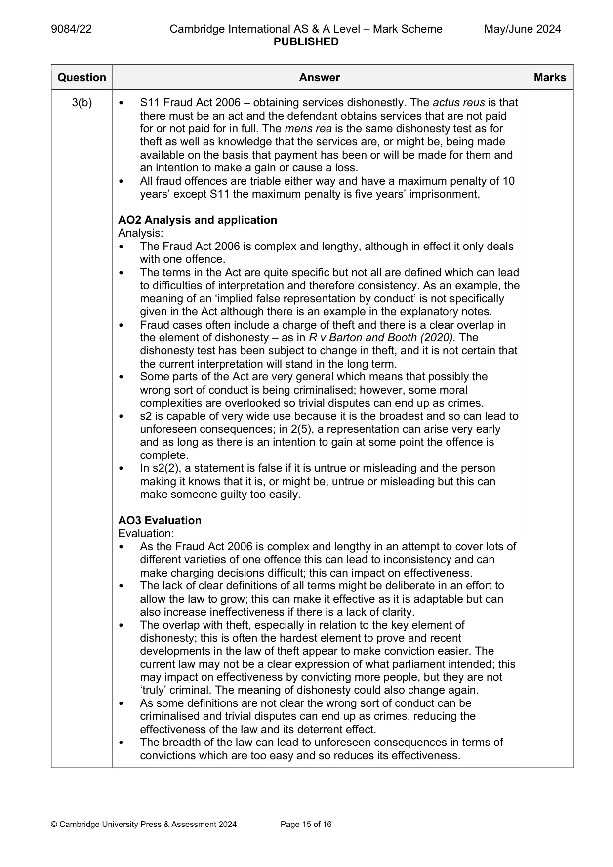 Mark scheme, page 15 of 16