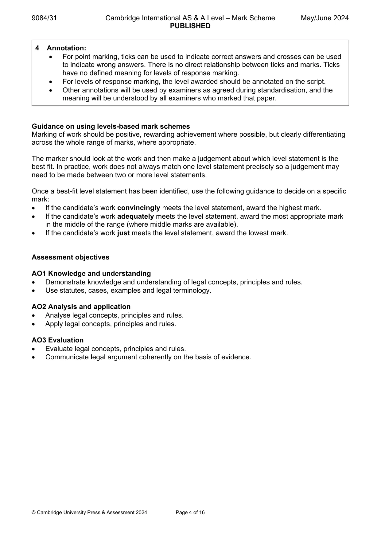 Mark scheme, page 4 of 16