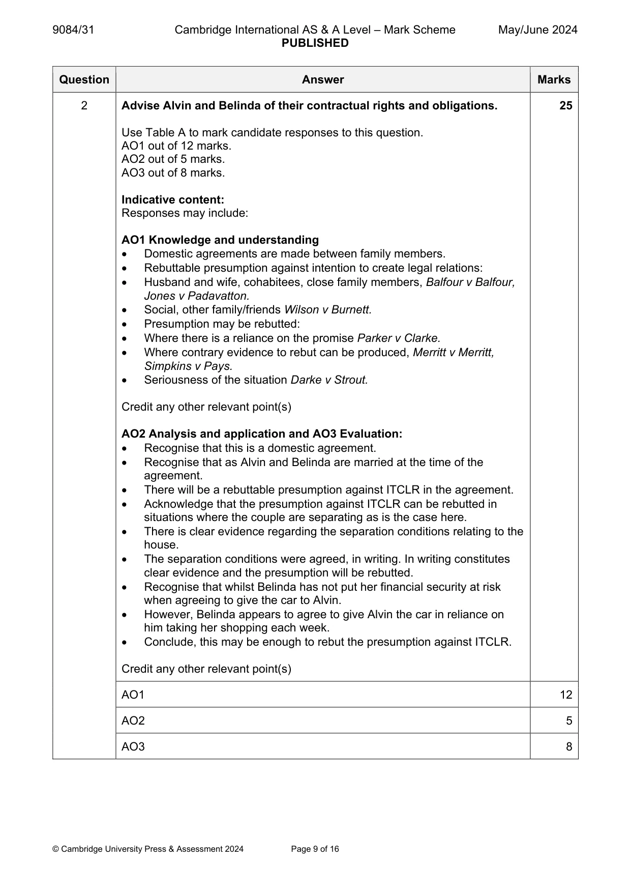 Mark scheme, page 9 of 16