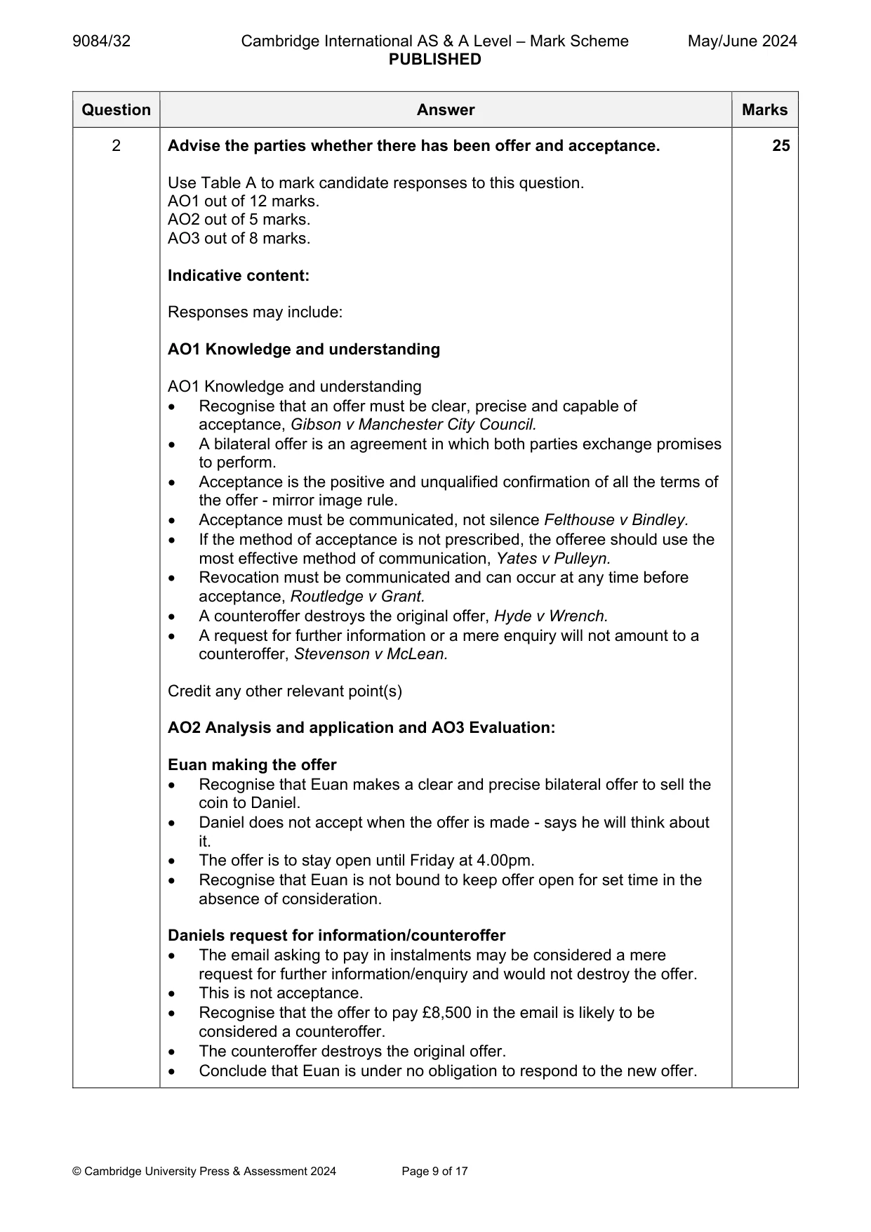 Mark scheme, page 9 of 17