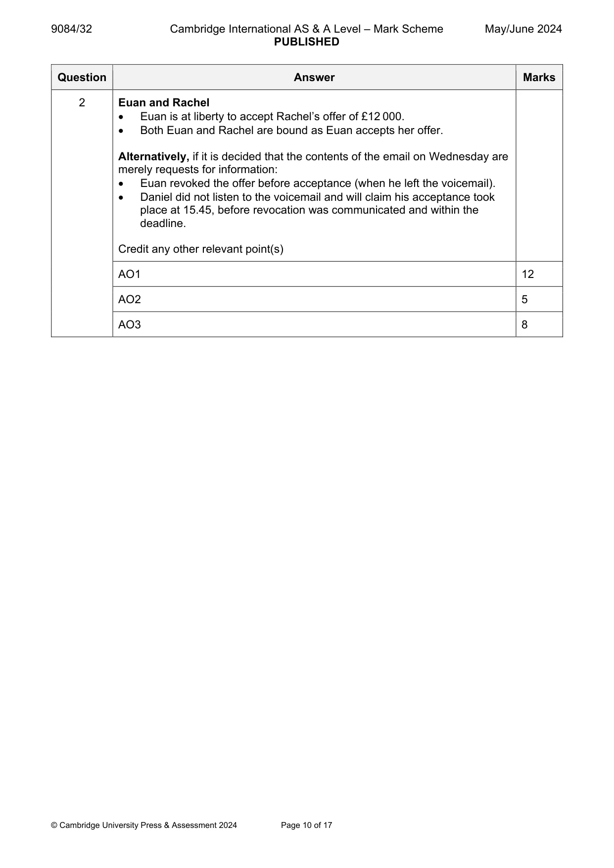 Mark scheme, page 10 of 17