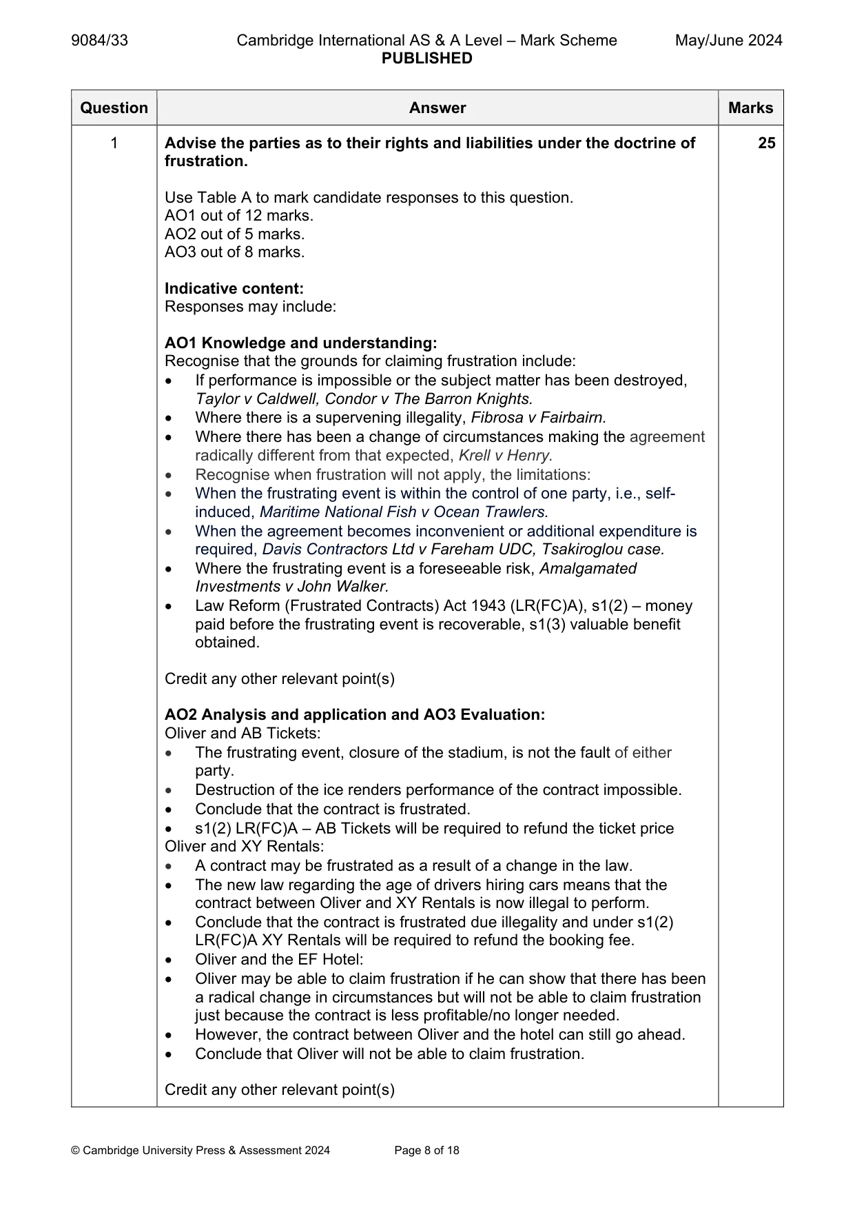 Mark scheme, page 8 of 18