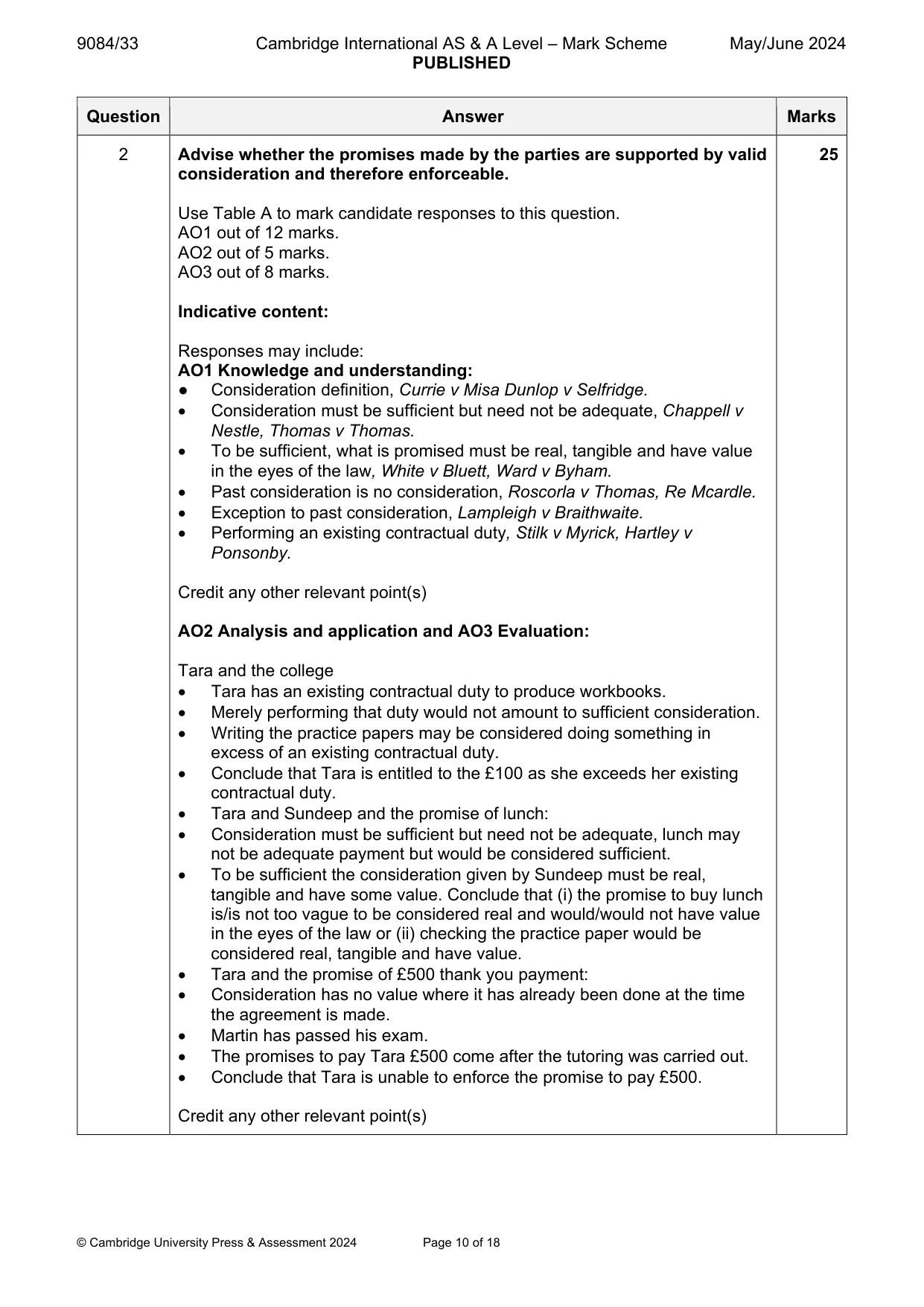 Mark scheme, page 10 of 18