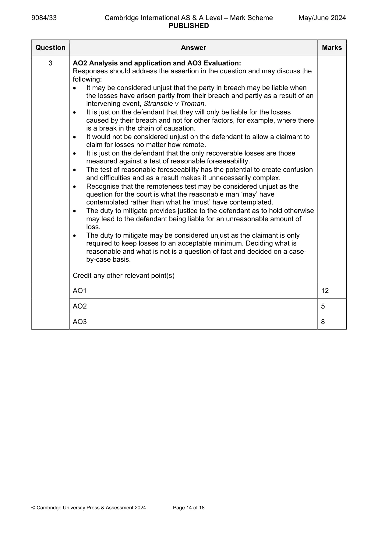 Mark scheme, page 14 of 18