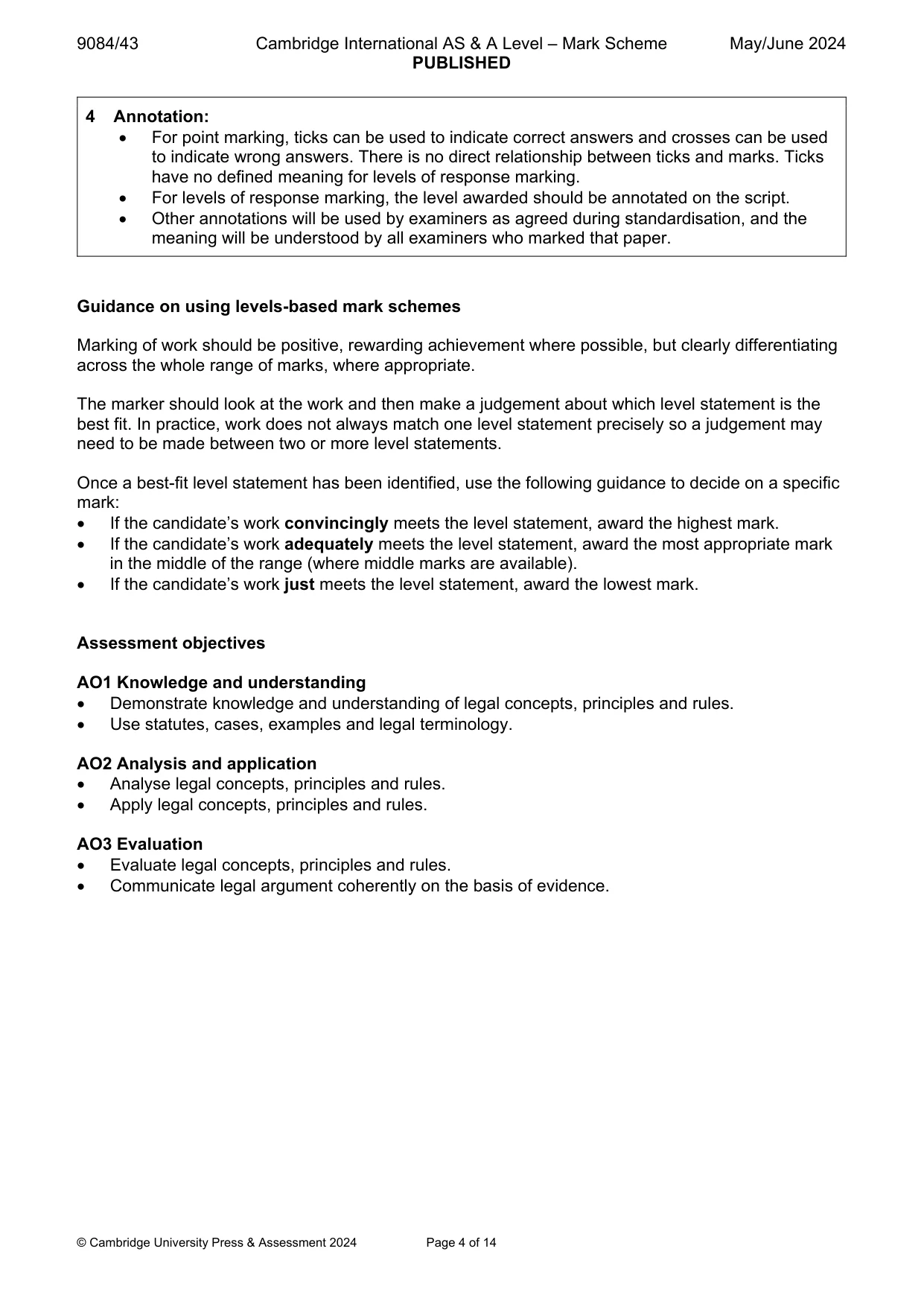 Mark scheme, page 4 of 14