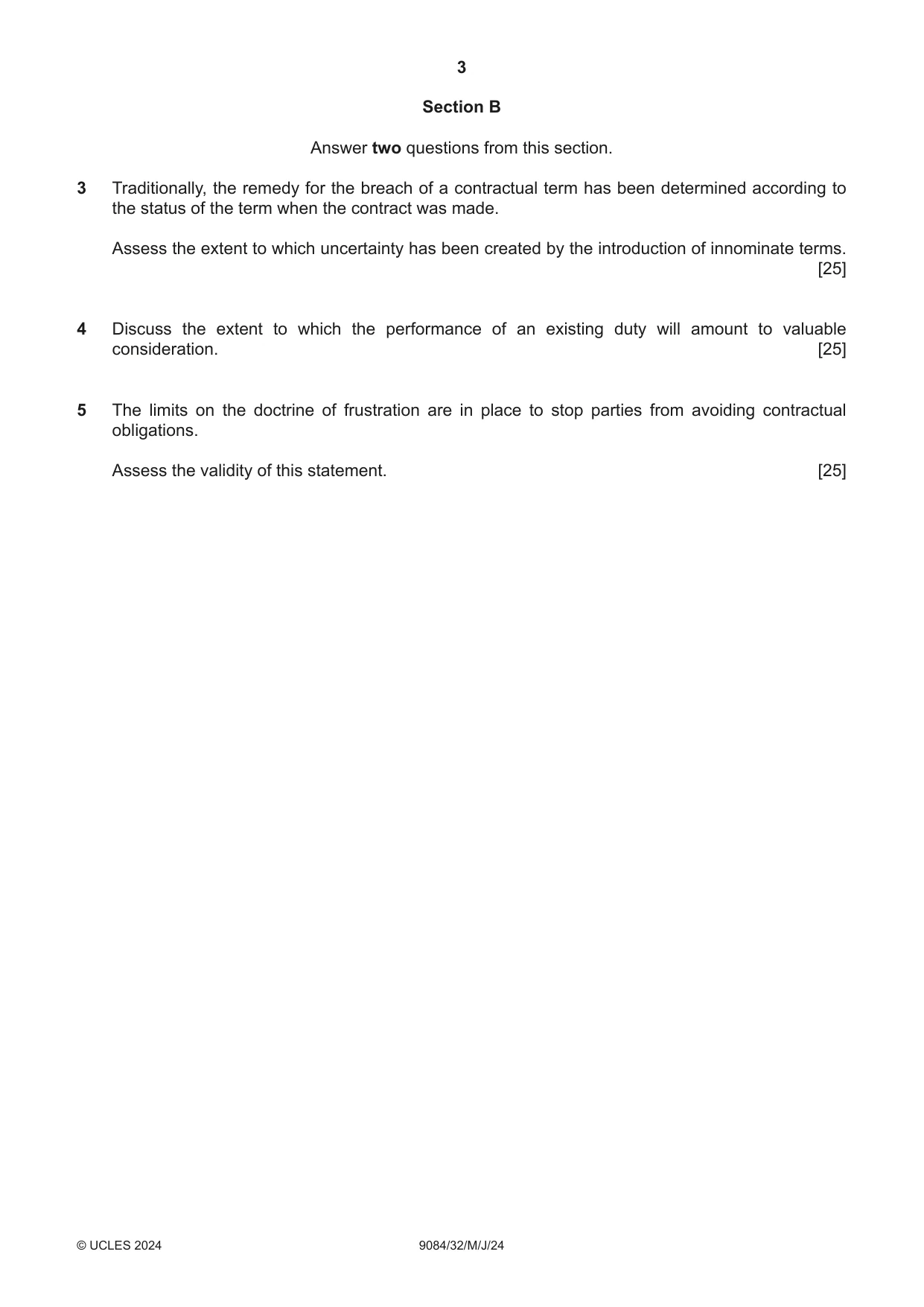 Cambridge A Level Law 9084 2024 May/June Paper 3 · Variant 2 question paper, page 3 of 4