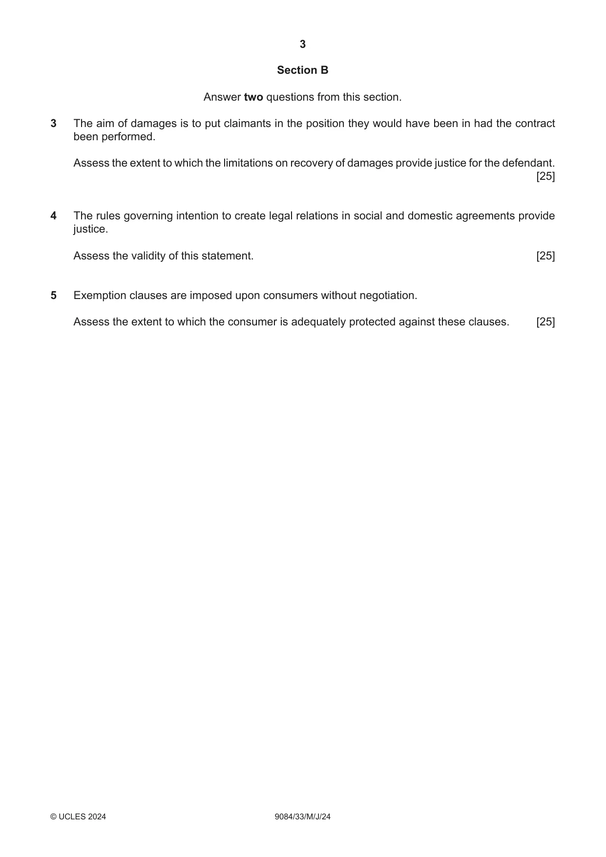 Cambridge A Level Law 9084 2024 May/June Paper 3 · Variant 3 question paper, page 3 of 4