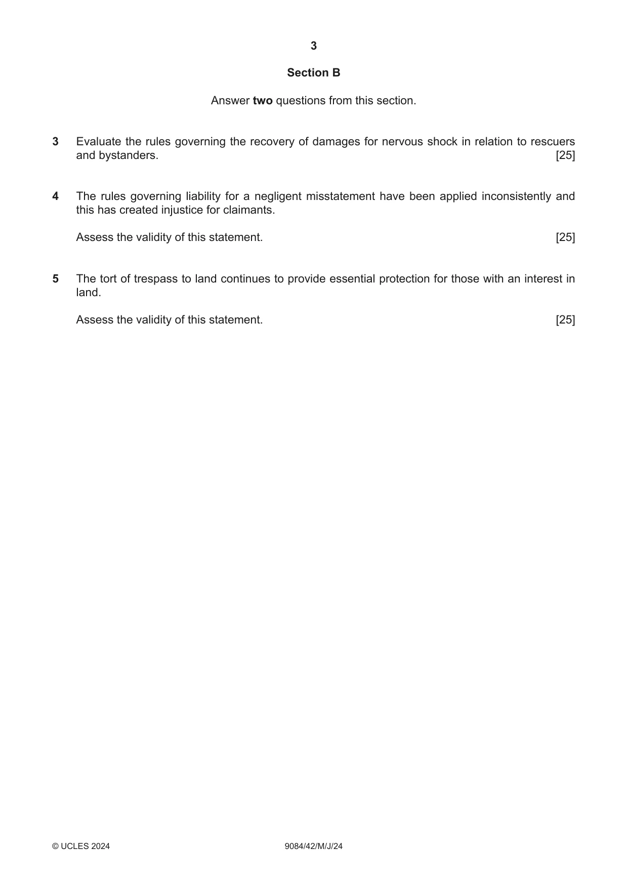 Cambridge A Level Law 9084 2024 May/June Paper 4 · Variant 2 question paper, page 3 of 4