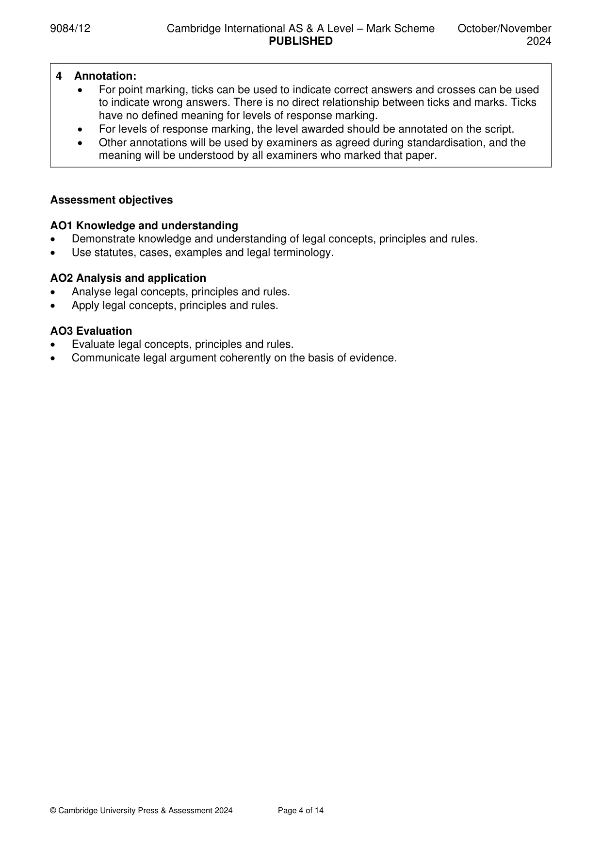 Mark scheme, page 4 of 14