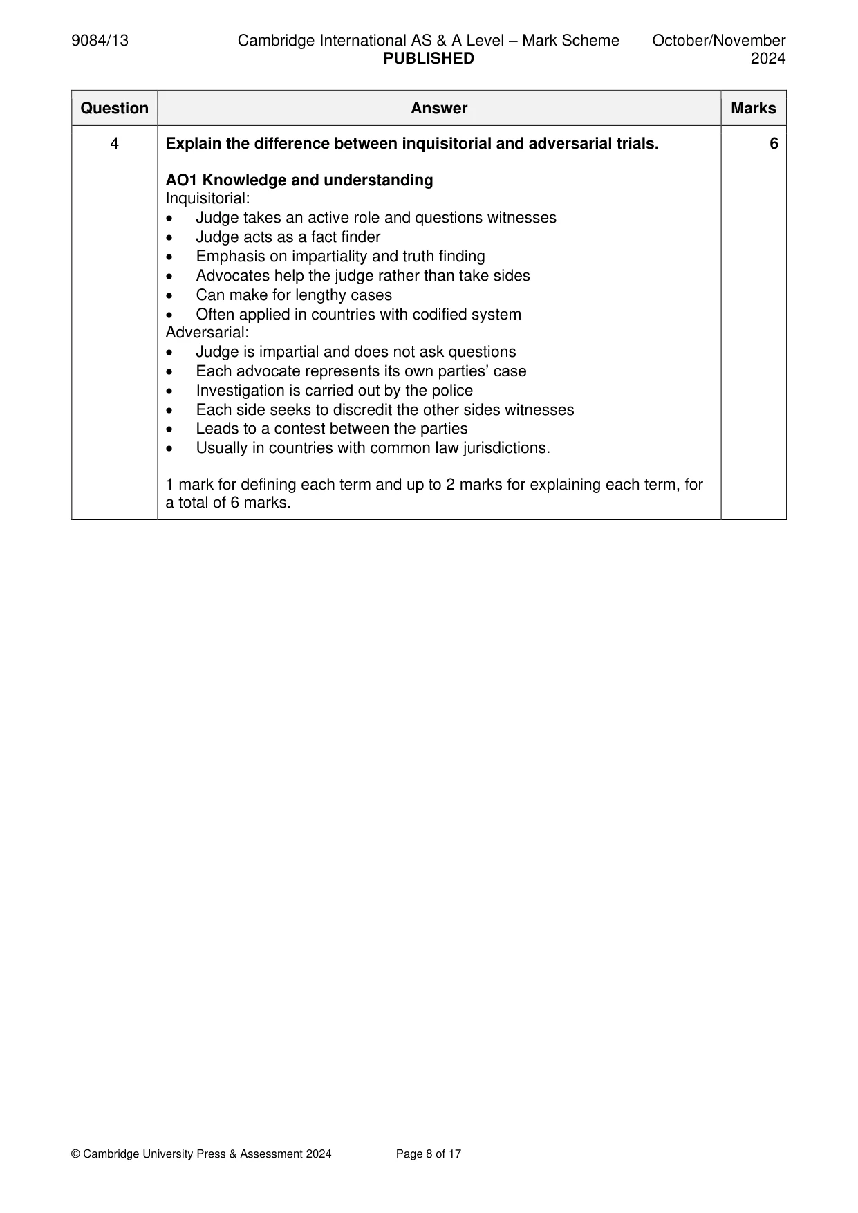Mark scheme, page 8 of 17