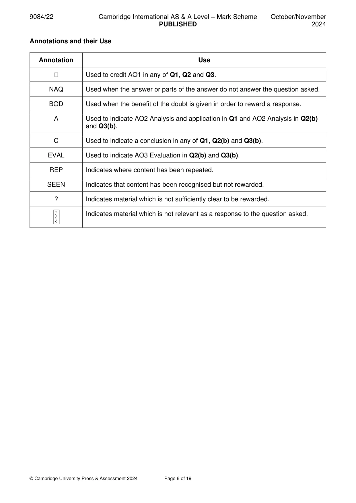 Mark scheme, page 6 of 19