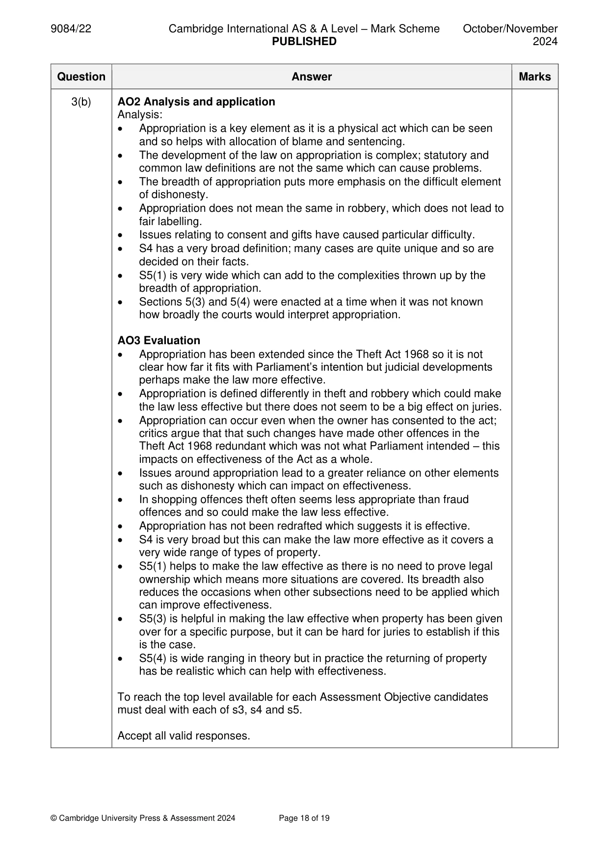 Mark scheme, page 18 of 19
