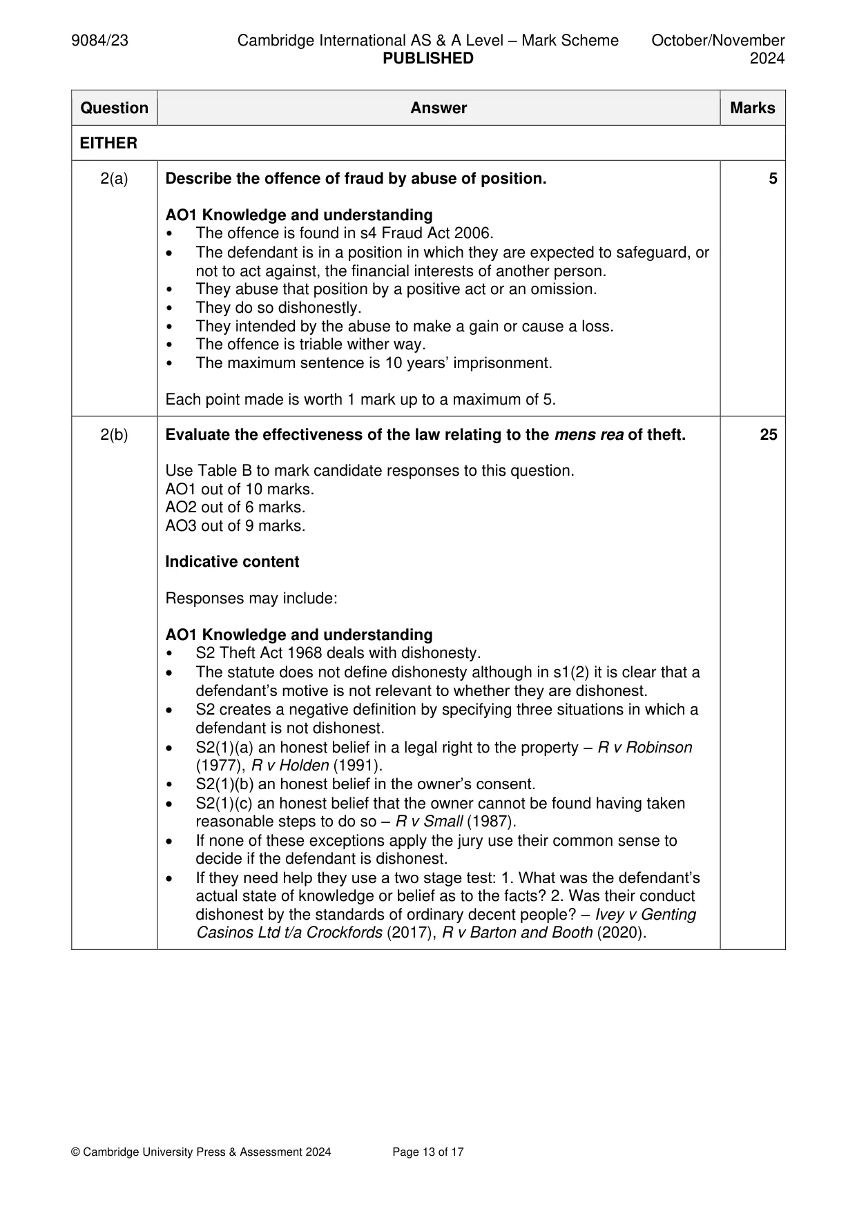 Mark scheme, page 13 of 17
