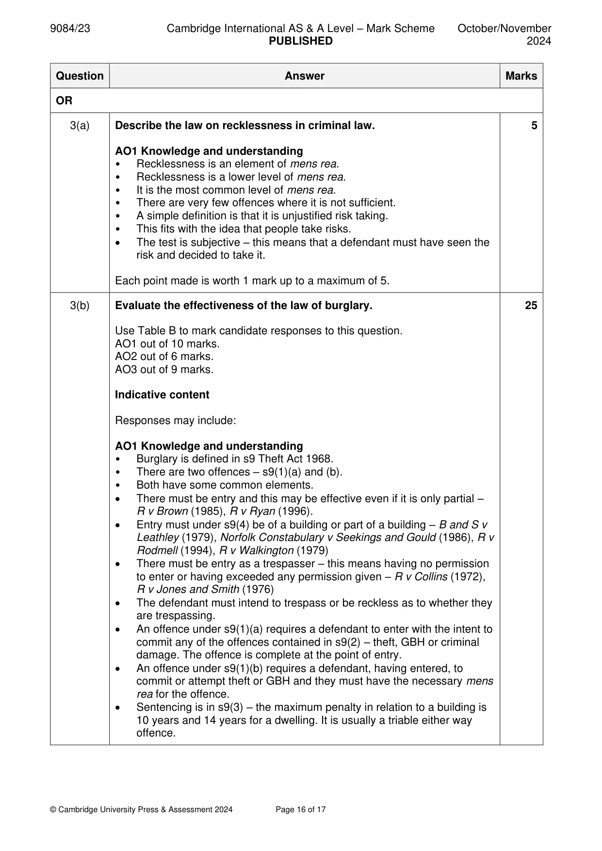 Mark scheme, page 16 of 17
