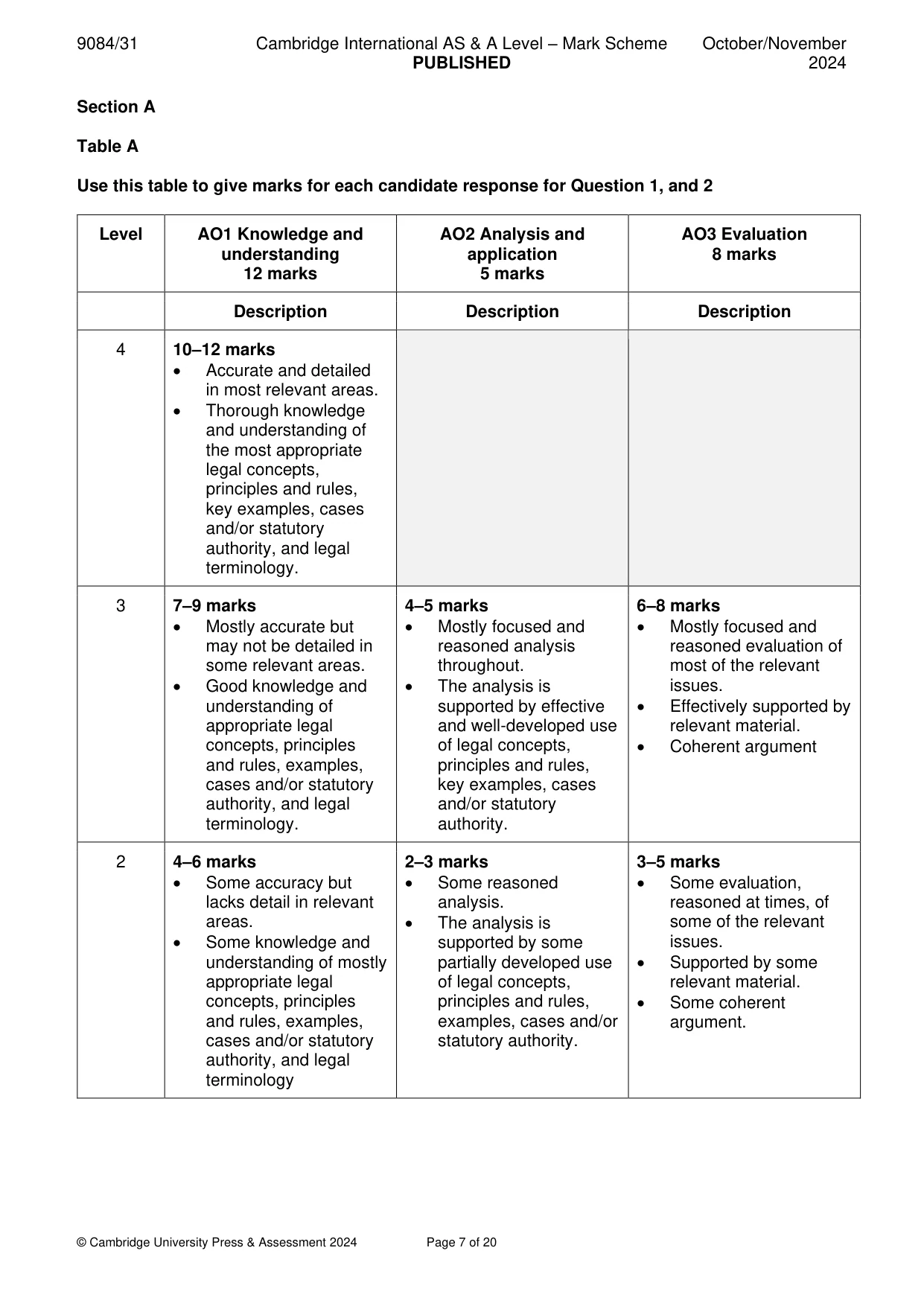 Mark scheme, page 7 of 20