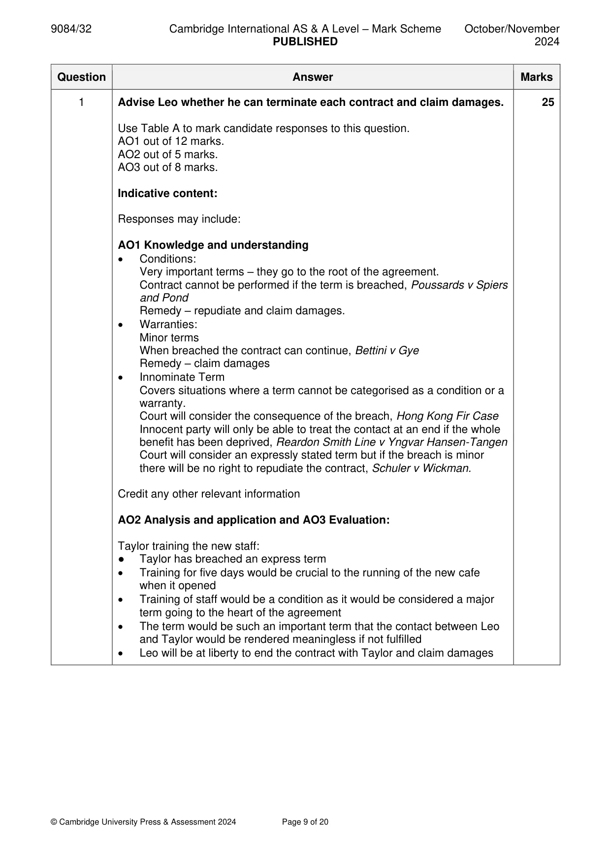 Mark scheme, page 9 of 20