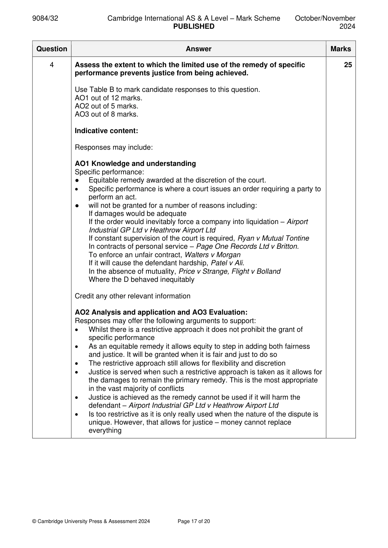 Mark scheme, page 17 of 20