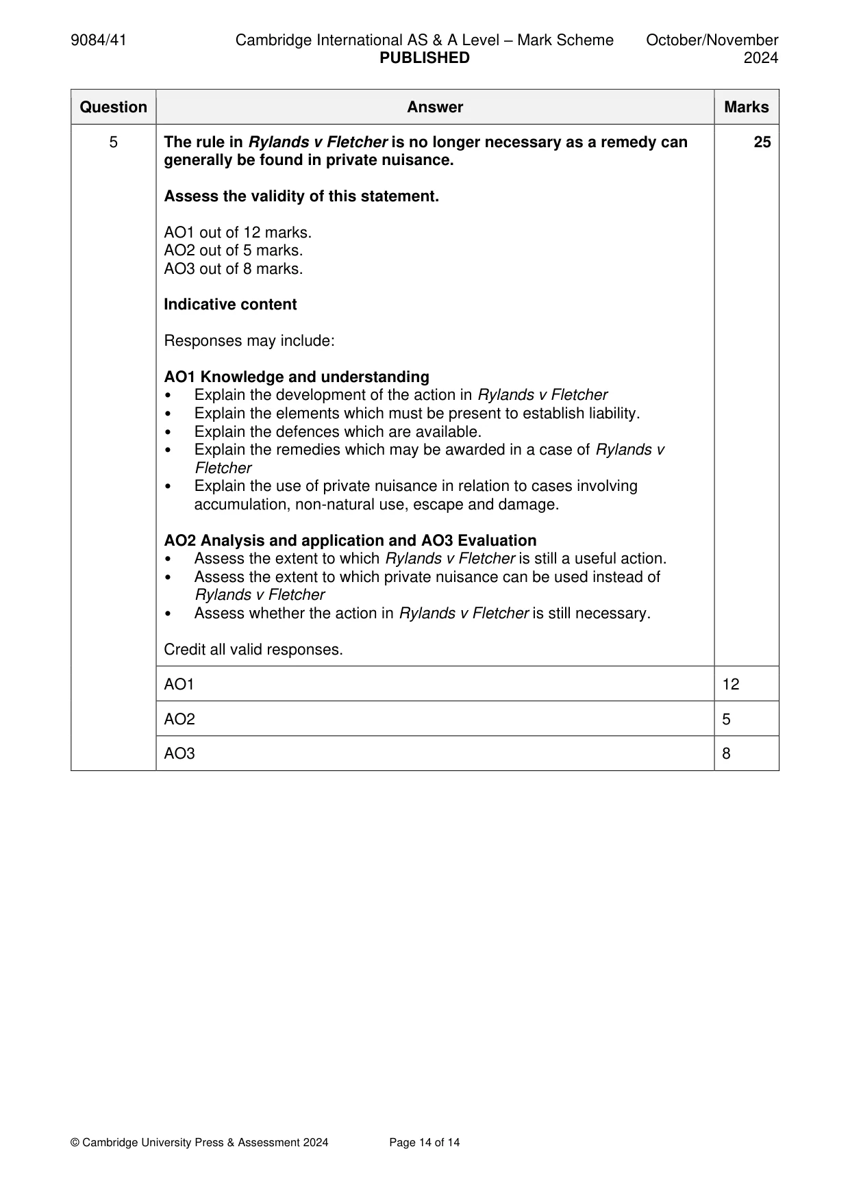 Mark scheme, page 14 of 14