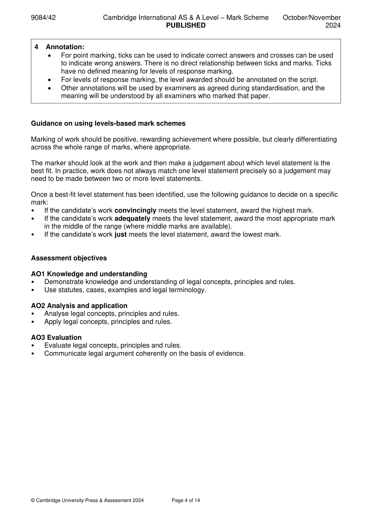 Mark scheme, page 4 of 14