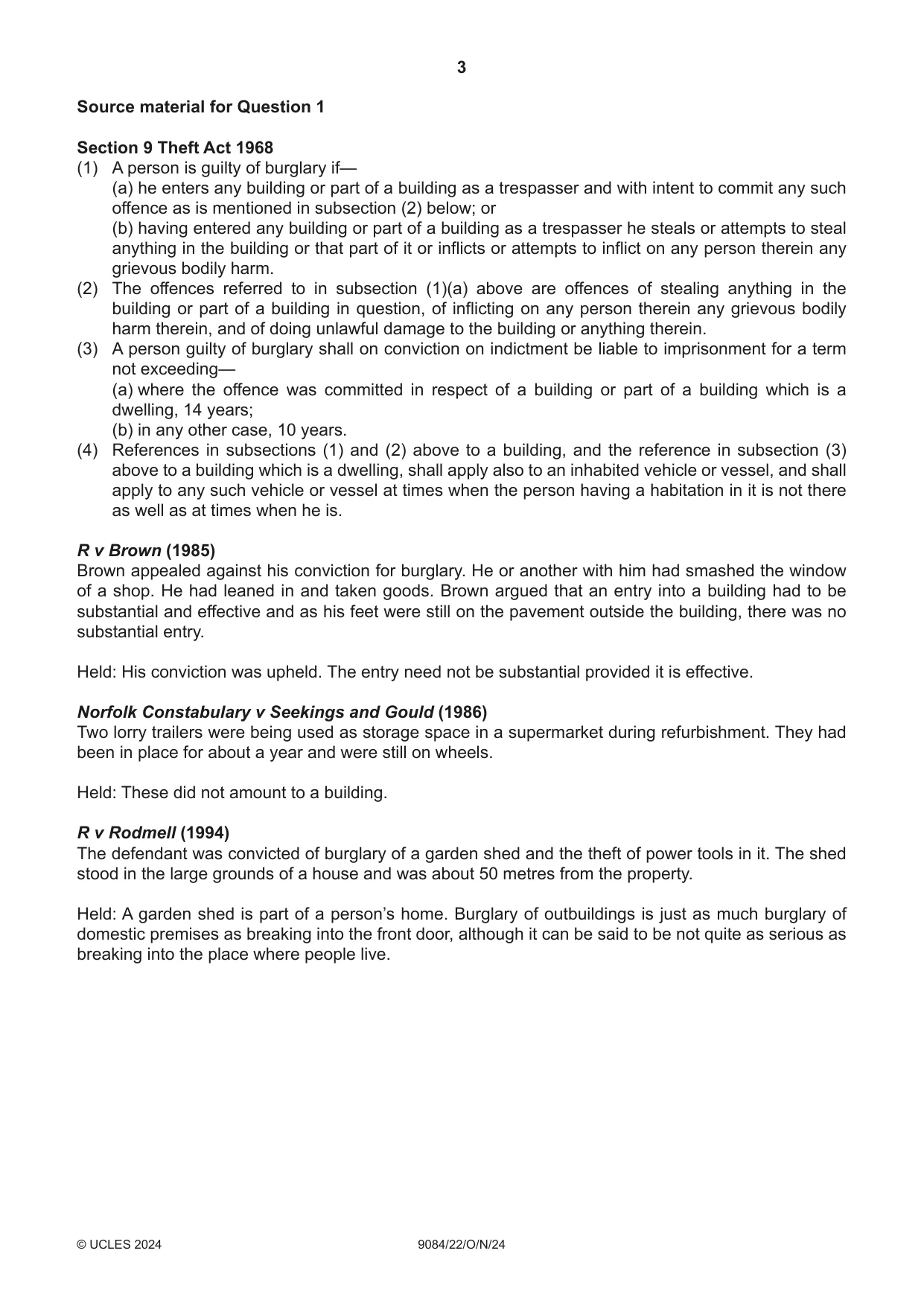 Cambridge A Level Law 9084 2024 Oct/Nov Paper 2 · Variant 2 question paper, page 3 of 4