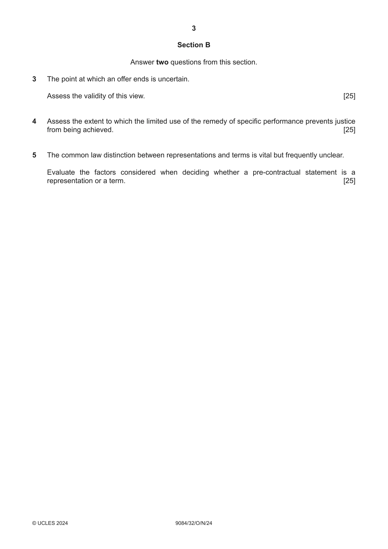 Cambridge A Level Law 9084 2024 Oct/Nov Paper 3 · Variant 2 question paper, page 3 of 4