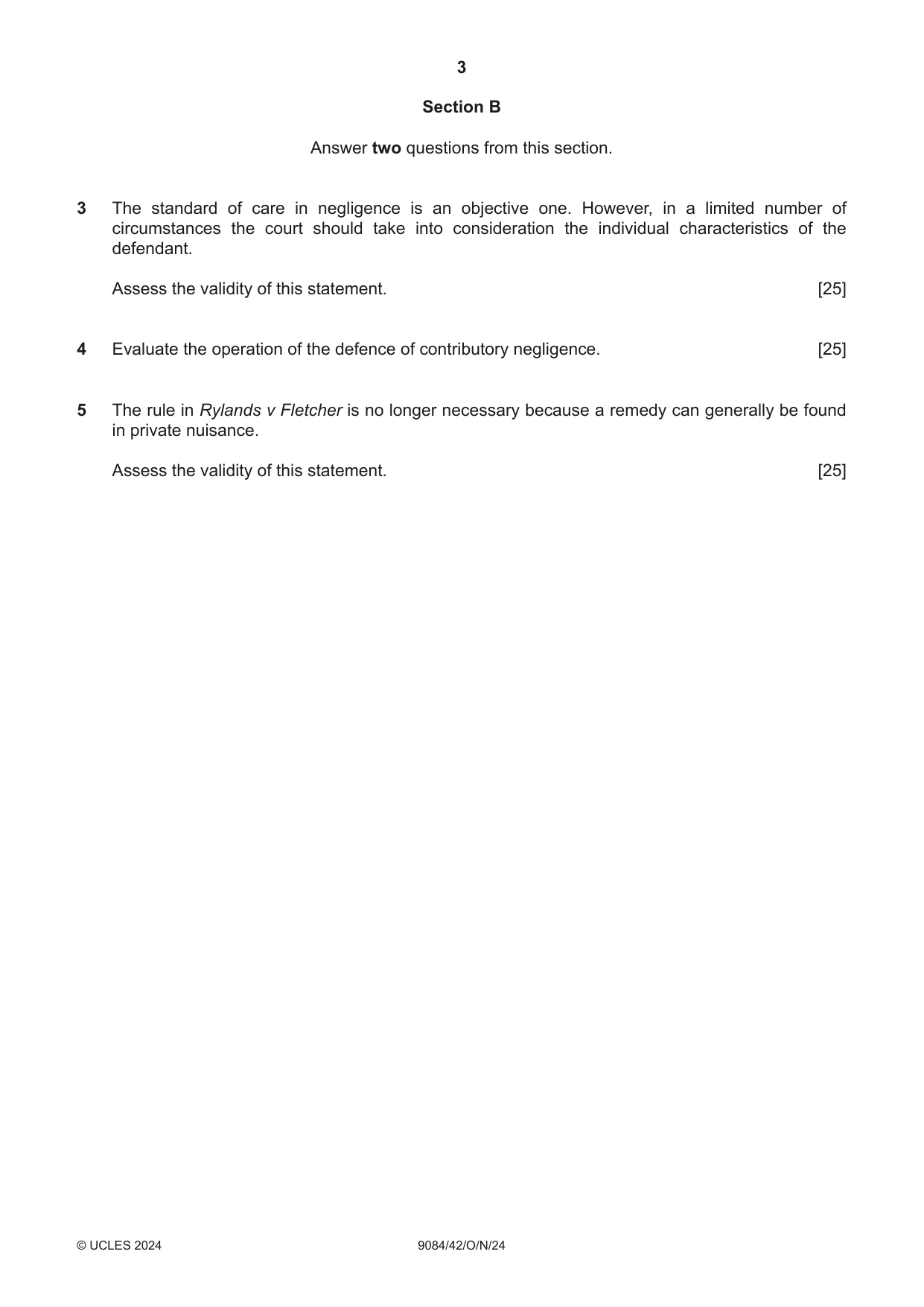 Cambridge A Level Law 9084 2024 Oct/Nov Paper 4 · Variant 2 question paper, page 3 of 4