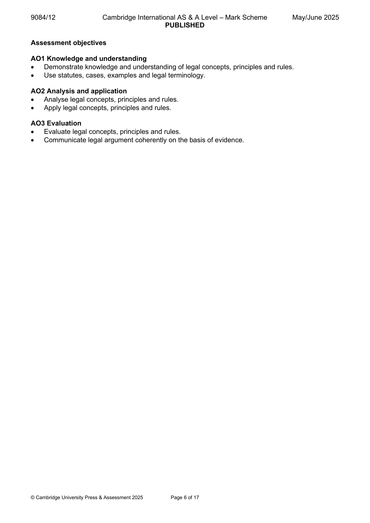 Mark scheme, page 6 of 17
