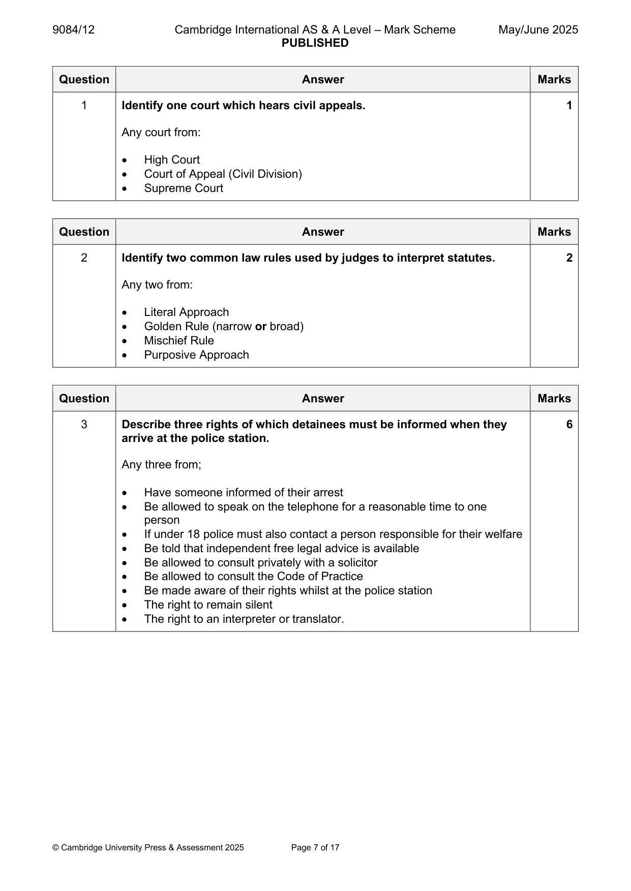 Mark scheme, page 7 of 17