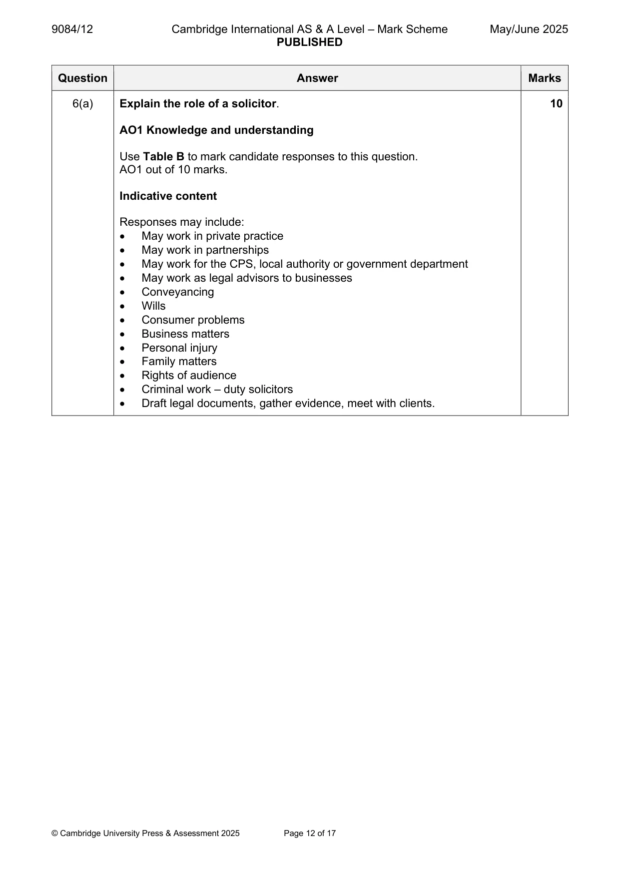 Mark scheme, page 12 of 17