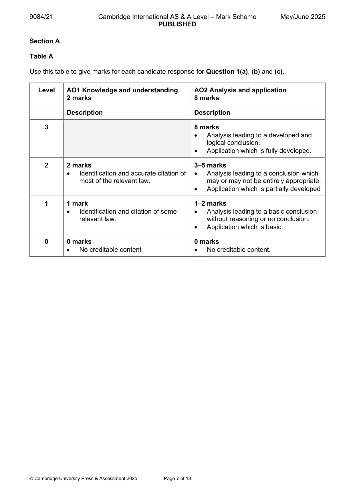 Mark scheme, page 7 of 18