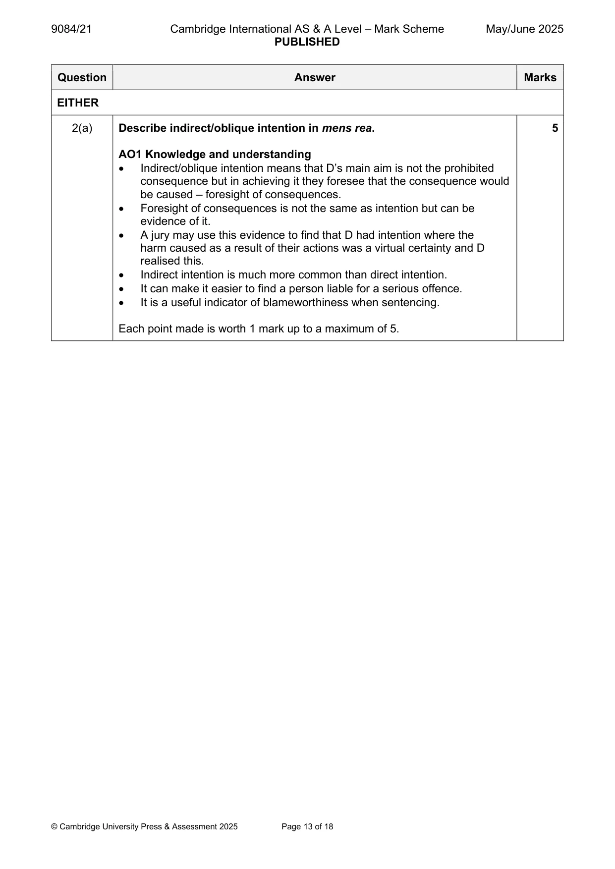 Mark scheme, page 13 of 18